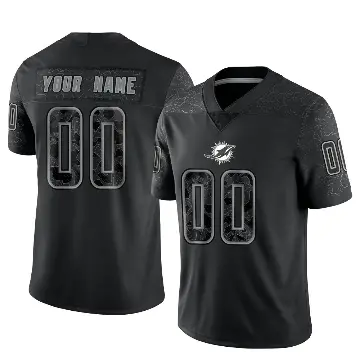 ＃00 Men's Custom Black Limited Miami Dolphins Reflective Jersey