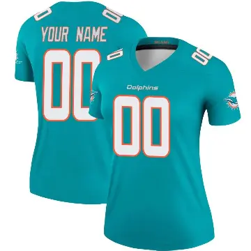 ＃00 Women's Custom Aqua Legend Miami Dolphins Jersey
