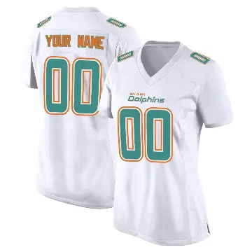＃00 Women's Custom White Game Miami Dolphins Fashion Jersey