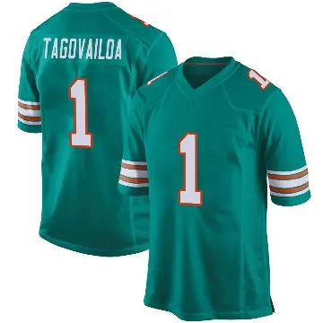 ＃1 Youth Tua Tagovailoa Aqua Game Miami Dolphins Alternate Jersey