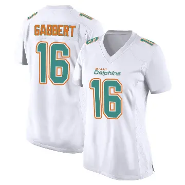 ＃16 Women's Brett Gabbert White Game Miami Dolphins Fashion Jersey