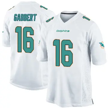 ＃16 Youth Brett Gabbert White Game Miami Dolphins Jersey