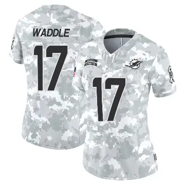 ＃17 Women's Jaylen Waddle Arctic Camo Limited Miami Dolphins 2024 Salute to Service Jersey