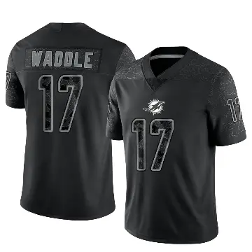 ＃17 Youth Jaylen Waddle Black Limited Miami Dolphins Reflective Jersey