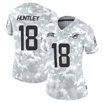 ＃18 Women's Tyler Huntley Arctic Camo Limited Miami Dolphins 2024 Salute to Service Jersey