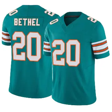 ＃20 Men's Justin Bethel Aqua Limited Miami Dolphins Alternate Vapor F.U.S.E. Jersey