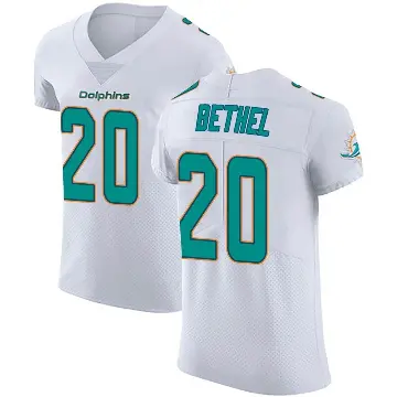 ＃20 Men's Justin Bethel White Elite Miami Dolphins Vapor Untouchable Jersey