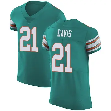 ＃21 Men's Ashtyn Davis Green Elite Miami Dolphins Aqua Alternate Vapor Untouchable Jersey