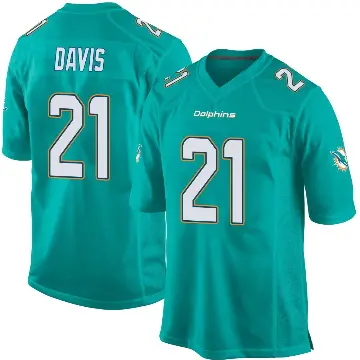 ＃21 Youth Ashtyn Davis Aqua Game Miami Dolphins Team Color Jersey