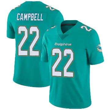 ＃22 Men's Elijah Campbell Aqua Limited Miami Dolphins Team Color Vapor Untouchable Jersey