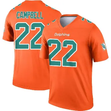 ＃22 Men's Elijah Campbell Orange Legend Miami Dolphins Inverted Jersey