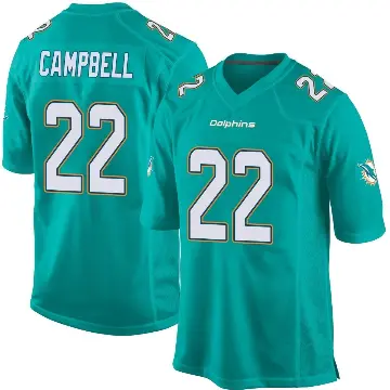＃22 Youth Elijah Campbell Aqua Game Miami Dolphins Team Color Jersey