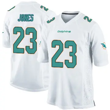 ＃23 Men's Jack Jones White Game Miami Dolphins Jersey