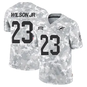 ＃23 Men's Jeff Wilson Jr. Arctic Camo Limited Miami Dolphins 2024 Salute to Service Jersey