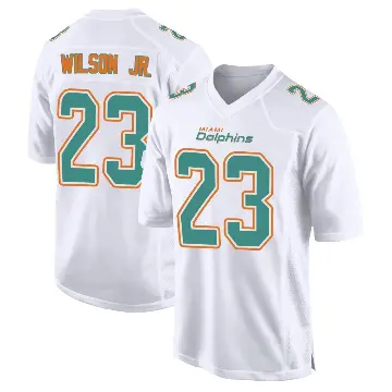 ＃23 Men's Jeff Wilson Jr. White Game Miami Dolphins Fashion Jersey