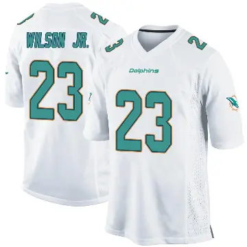 ＃23 Men's Jeff Wilson Jr. White Game Miami Dolphins Jersey
