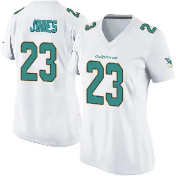 ＃23 Women's Jack Jones White Game Miami Dolphins Jersey