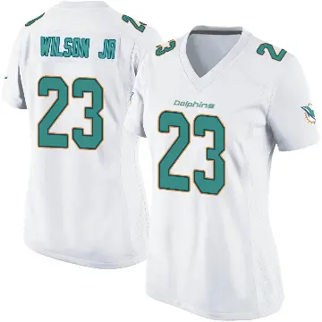 ＃23 Women's Jeff Wilson Jr. White Game Miami Dolphins Jersey
