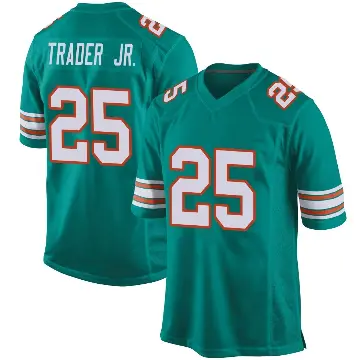＃25 Men's Dante Trader Jr. Aqua Game Miami Dolphins Alternate Jersey