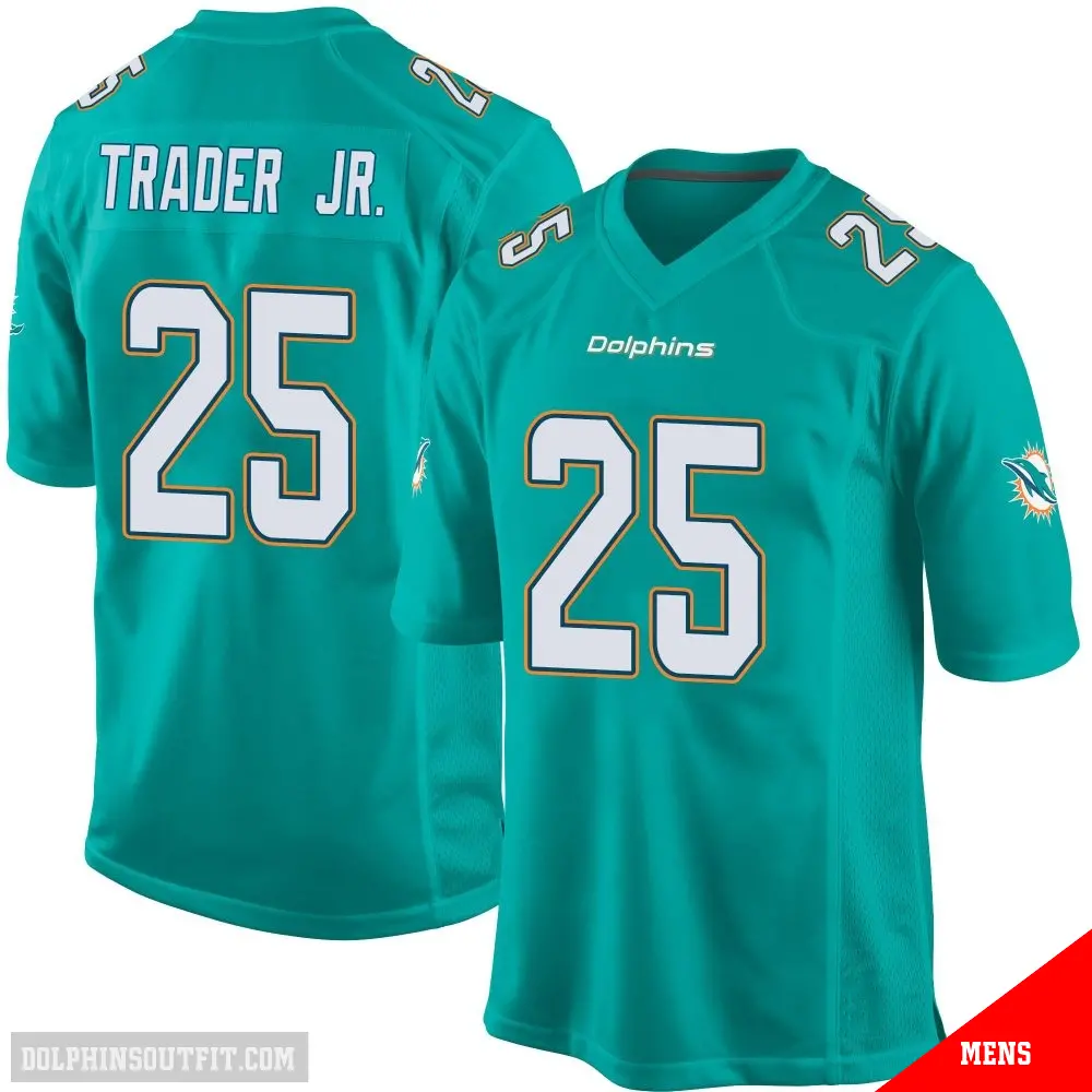 ＃25 Men's Dante Trader Jr. Aqua Game Miami Dolphins Team Color Jersey