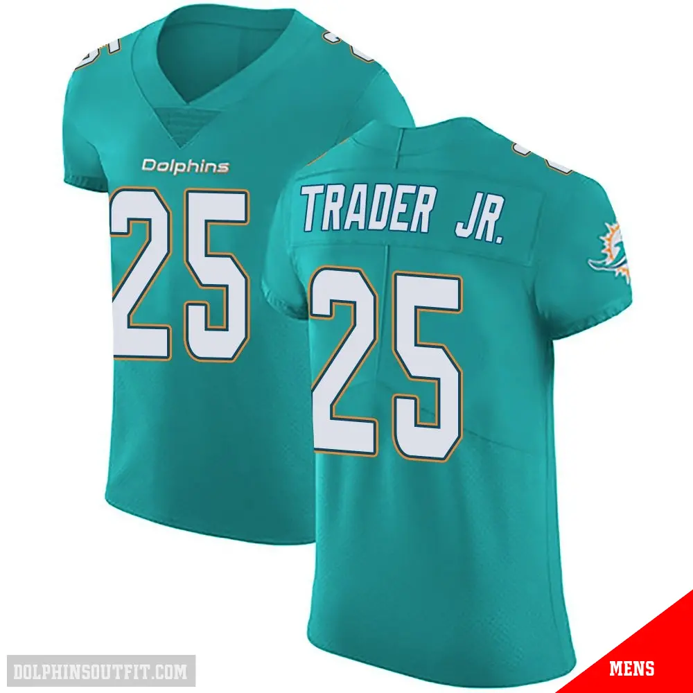 ＃25 Men's Dante Trader Jr. Green Elite Miami Dolphins Aqua Team Color Vapor Untouchable Jersey