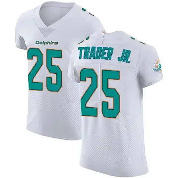 ＃25 Men's Dante Trader Jr. White Elite Miami Dolphins Vapor Untouchable Jersey