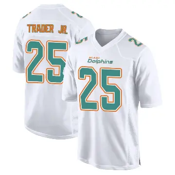 ＃25 Men's Dante Trader Jr. White Game Miami Dolphins Fashion Jersey