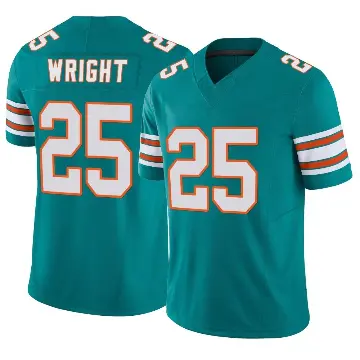 ＃25 Men's Jaylen Wright Aqua Limited Miami Dolphins Alternate Vapor F.U.S.E. Jersey