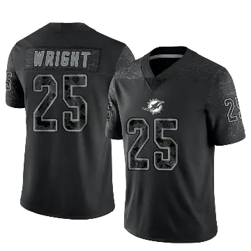 ＃25 Men's Jaylen Wright Black Limited Miami Dolphins Reflective Jersey