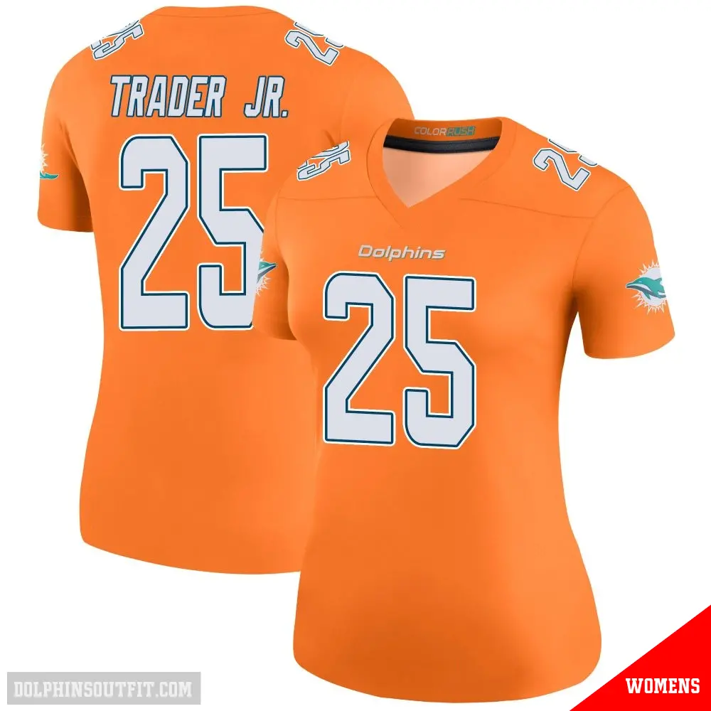 ＃25 Women's Dante Trader Jr. Orange Legend Miami Dolphins Color Rush Jersey