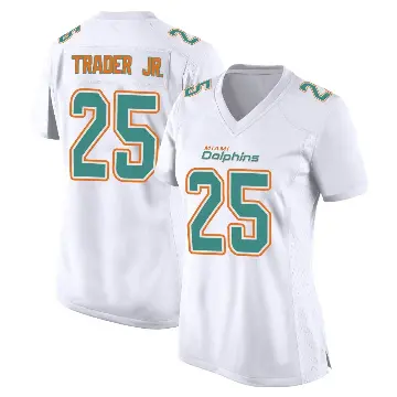 ＃25 Women's Dante Trader Jr. White Game Miami Dolphins Fashion Jersey