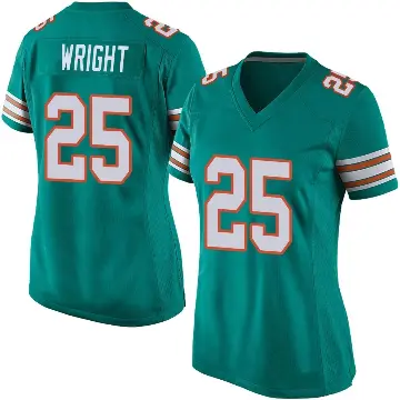 ＃25 Women's Jaylen Wright Aqua Game Miami Dolphins Alternate Jersey