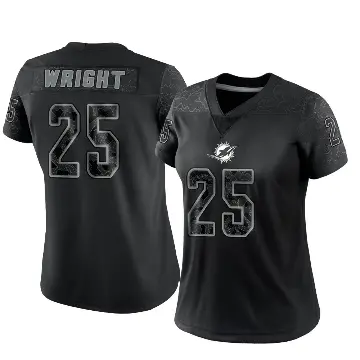 ＃25 Women's Jaylen Wright Black Limited Miami Dolphins Reflective Jersey