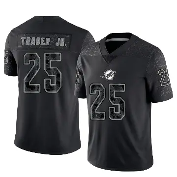 ＃25 Youth Dante Trader Jr. Black Limited Miami Dolphins Reflective Jersey