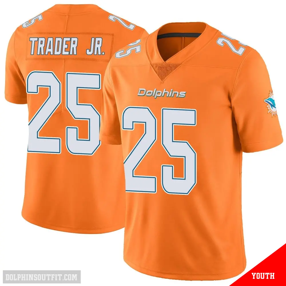 ＃25 Youth Dante Trader Jr. Orange Limited Miami Dolphins Color Rush Jersey
