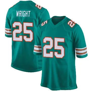 ＃25 Youth Jaylen Wright Aqua Game Miami Dolphins Alternate Jersey