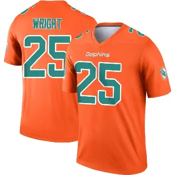 ＃25 Youth Jaylen Wright Orange Legend Miami Dolphins Inverted Jersey
