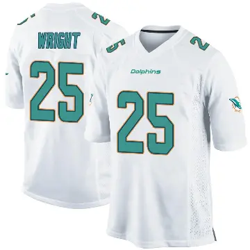 ＃25 Youth Jaylen Wright White Game Miami Dolphins Jersey