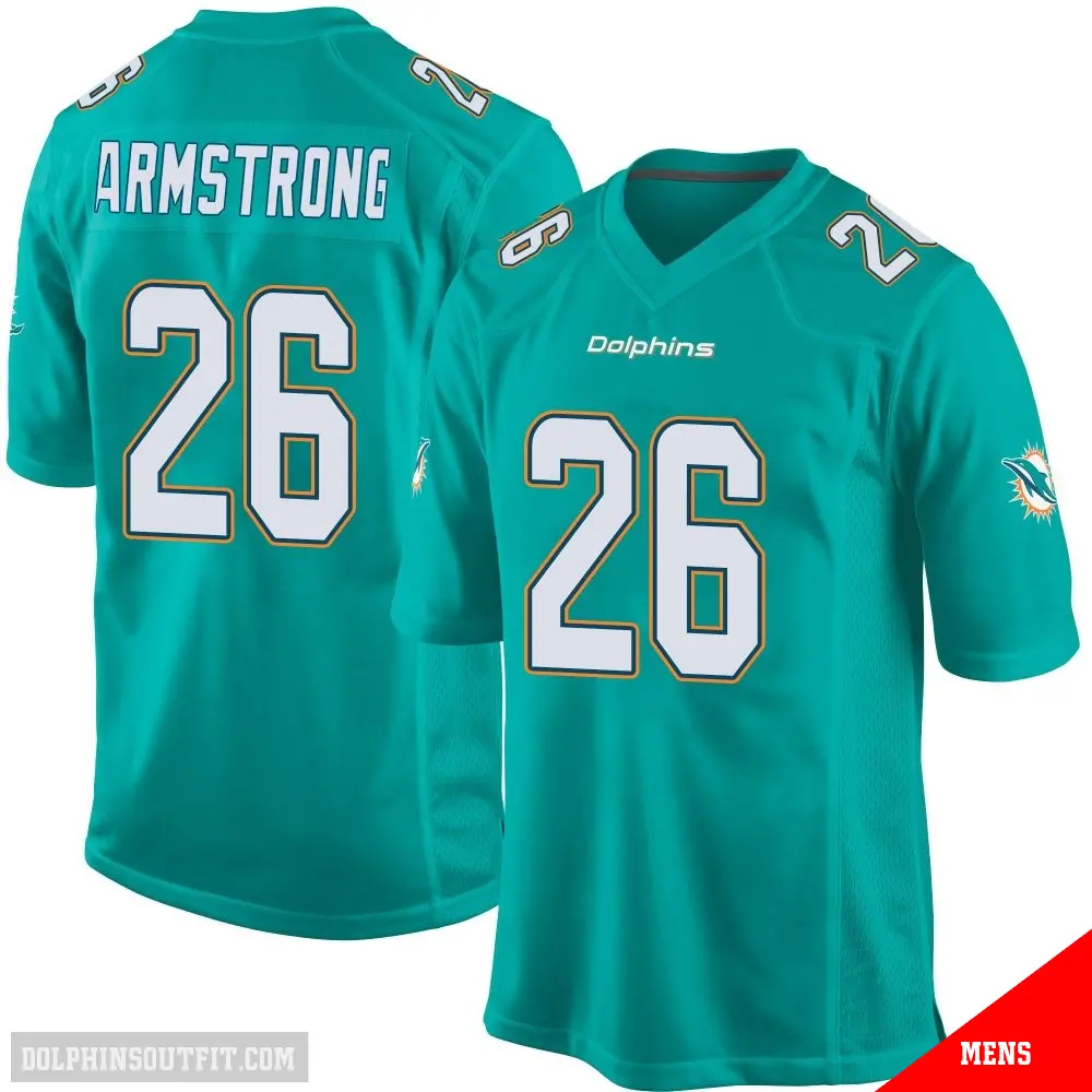 ＃26 Men's Cornell Armstrong Aqua Game Miami Dolphins Team Color Jersey