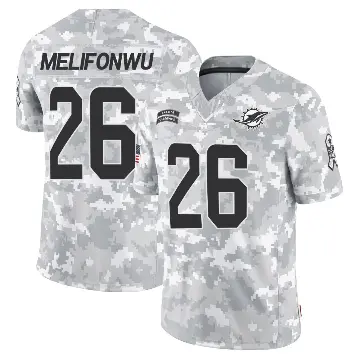 ＃26 Men's Ifeatu Melifonwu Arctic Camo Limited Miami Dolphins 2024 Salute to Service Jersey