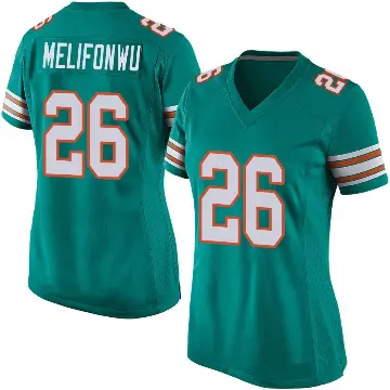 ＃26 Women's Ifeatu Melifonwu Aqua Game Miami Dolphins Alternate Jersey
