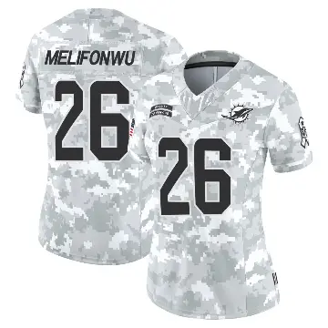 ＃26 Women's Ifeatu Melifonwu Arctic Camo Limited Miami Dolphins 2024 Salute to Service Jersey