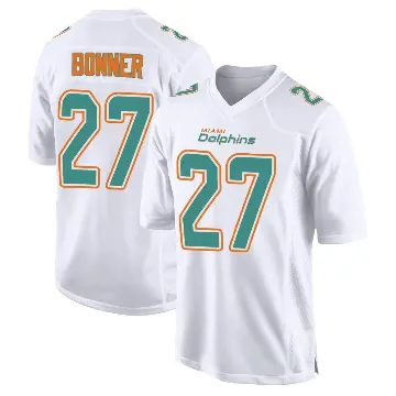 ＃27 Men's Ethan Bonner White Game Miami Dolphins Fashion Jersey