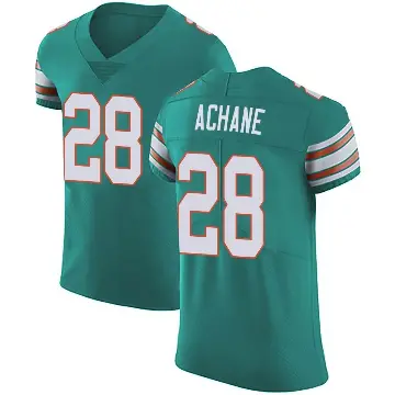 ＃28 Men's De'Von Achane Green Elite Miami Dolphins Aqua Alternate Vapor Untouchable Jersey