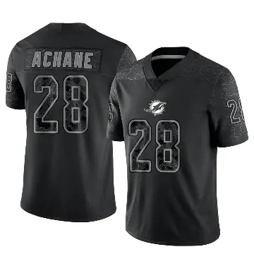 ＃28 Youth De'Von Achane Black Limited Miami Dolphins Reflective Jersey