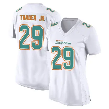 ＃29 Women's Dante Trader Jr. White Game Miami Dolphins Fashion Jersey