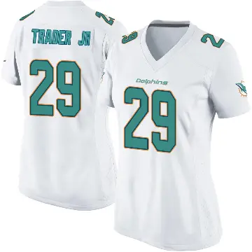 ＃29 Women's Dante Trader Jr. White Game Miami Dolphins Jersey