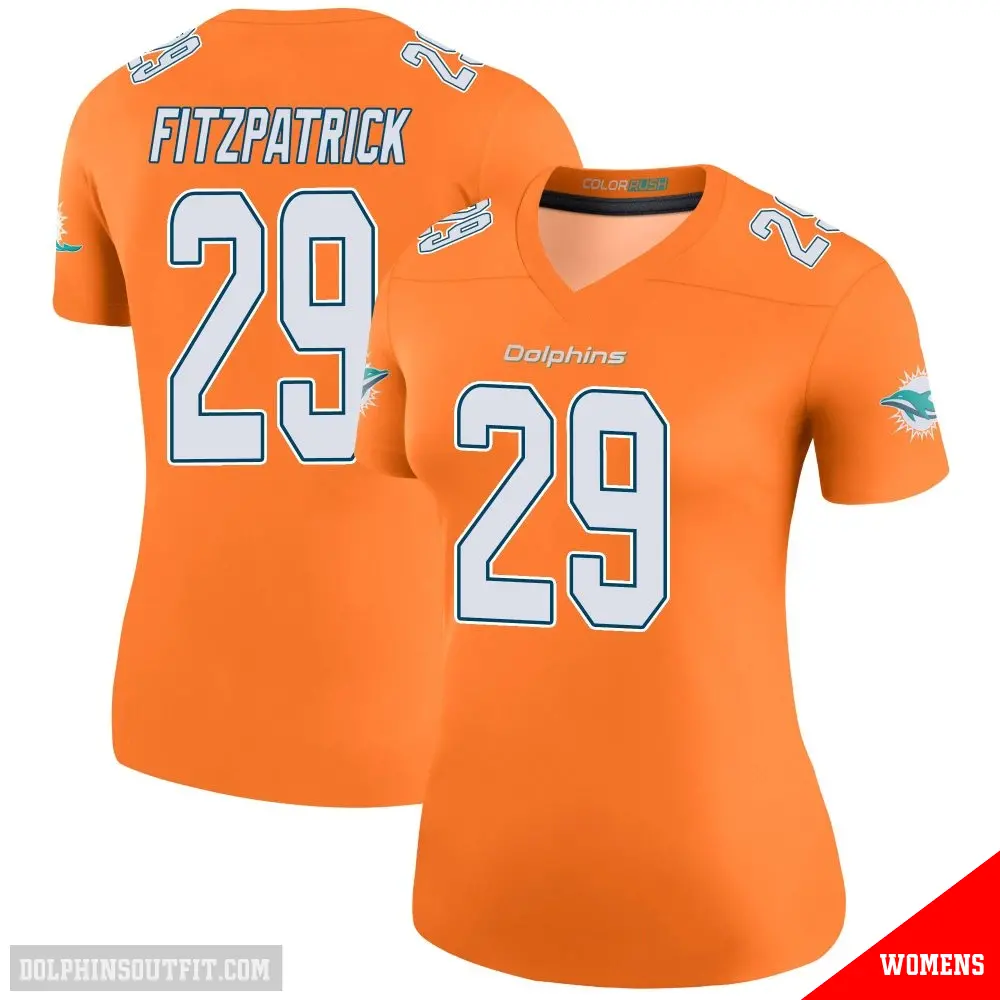 ＃29 Women's Minkah Fitzpatrick Orange Legend Miami Dolphins Color Rush Jersey