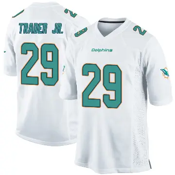 ＃29 Youth Dante Trader Jr. White Game Miami Dolphins Jersey