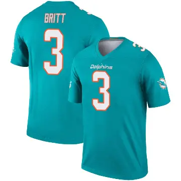 ＃3 Men's K.J. Britt Aqua Legend Miami Dolphins Jersey